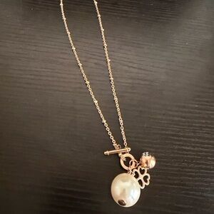 Folli Follie Rose Gold Heart4Heart T-Bar Necklace No Box